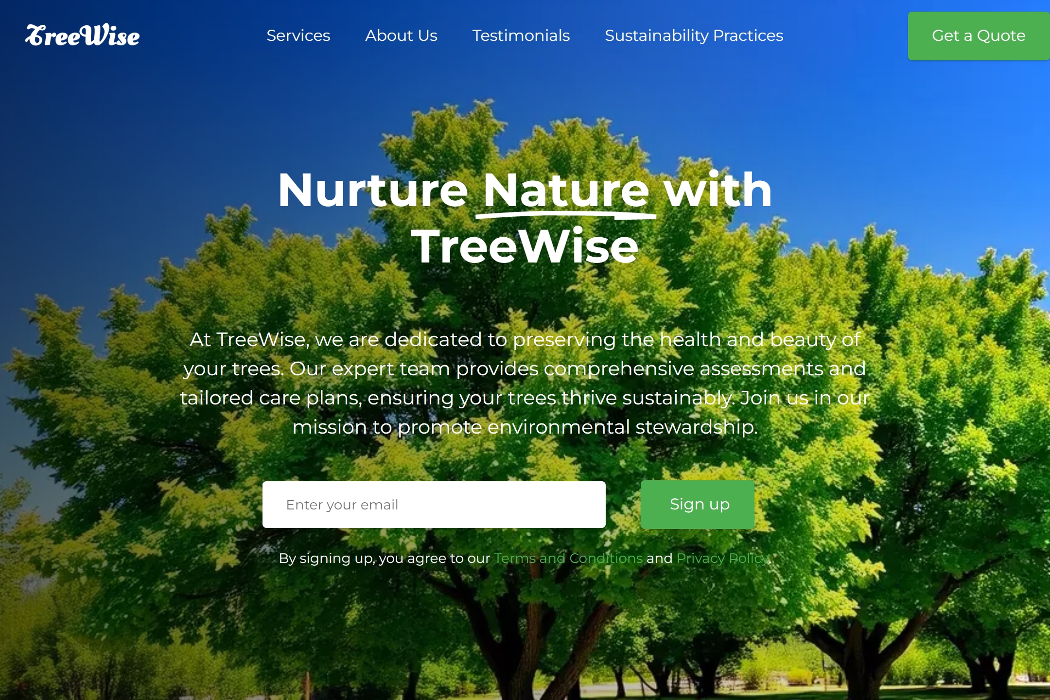 Tree care consultant website template