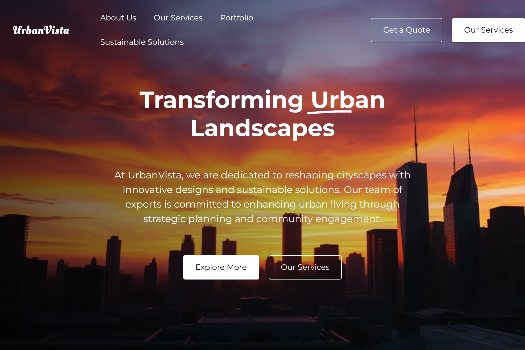 Urban planning portfolio website template