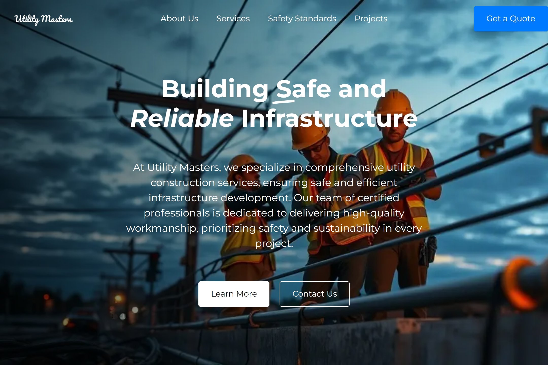 Utility construction company website template