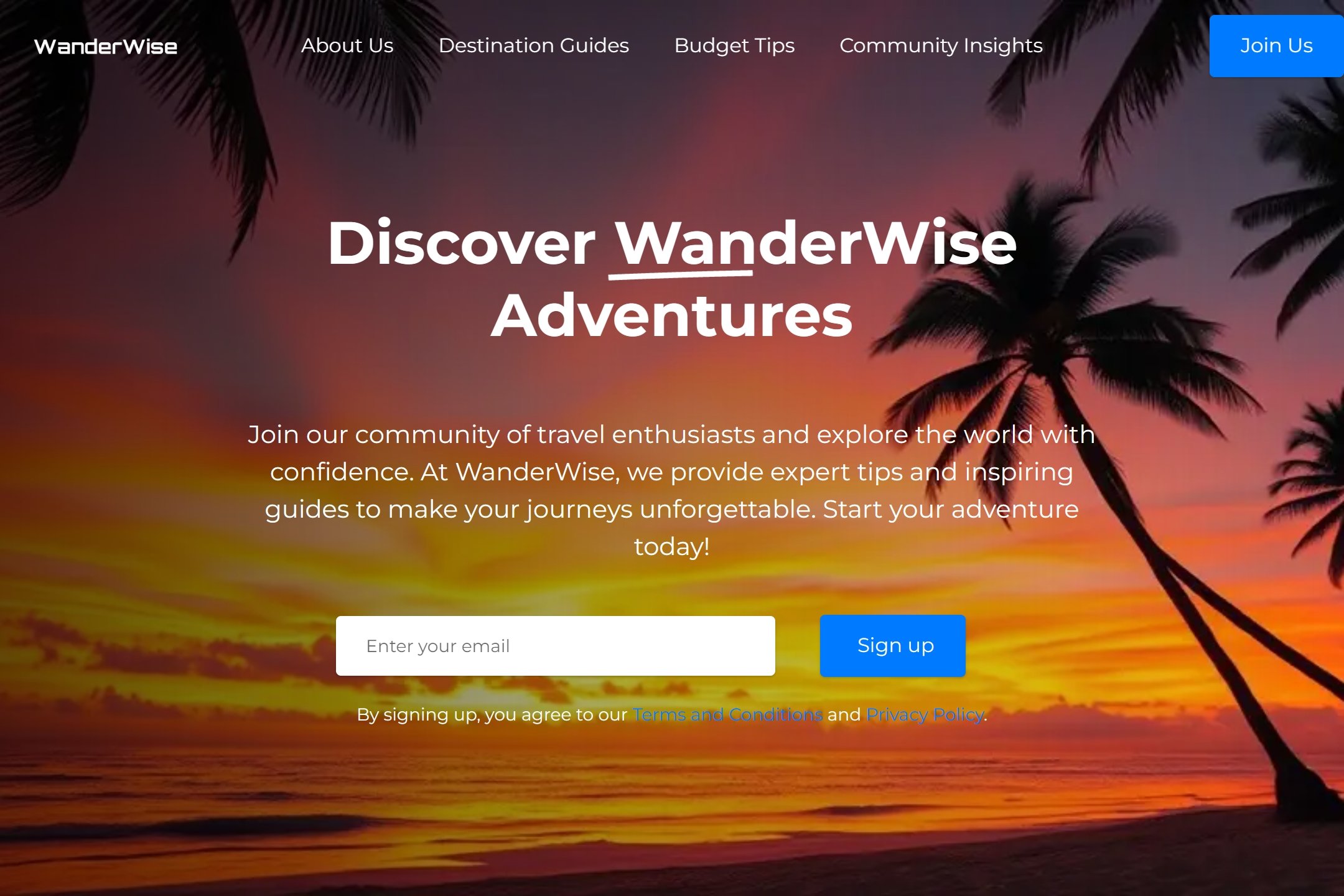 Vacation tips blog website template