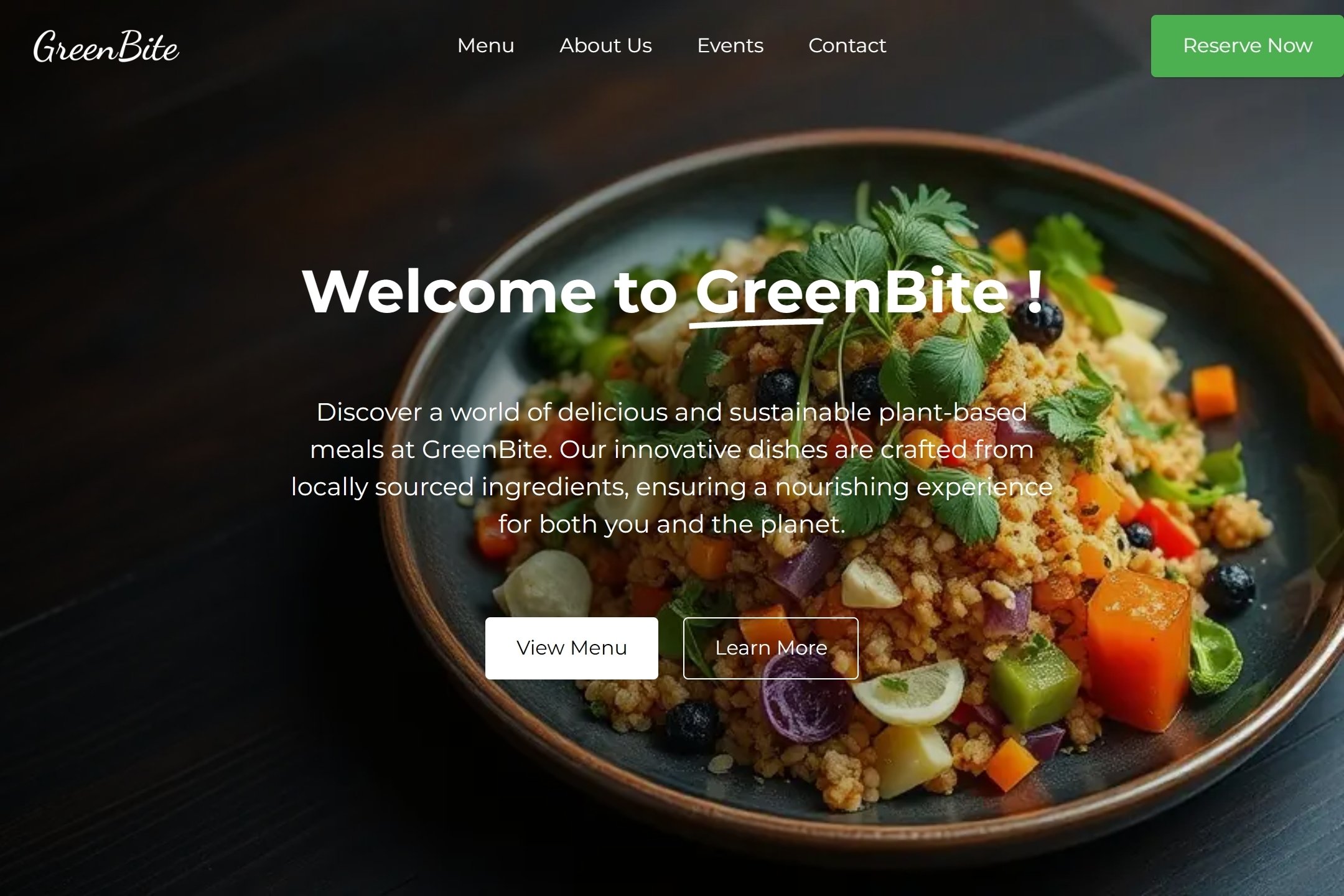 Vegan food restaurant website template