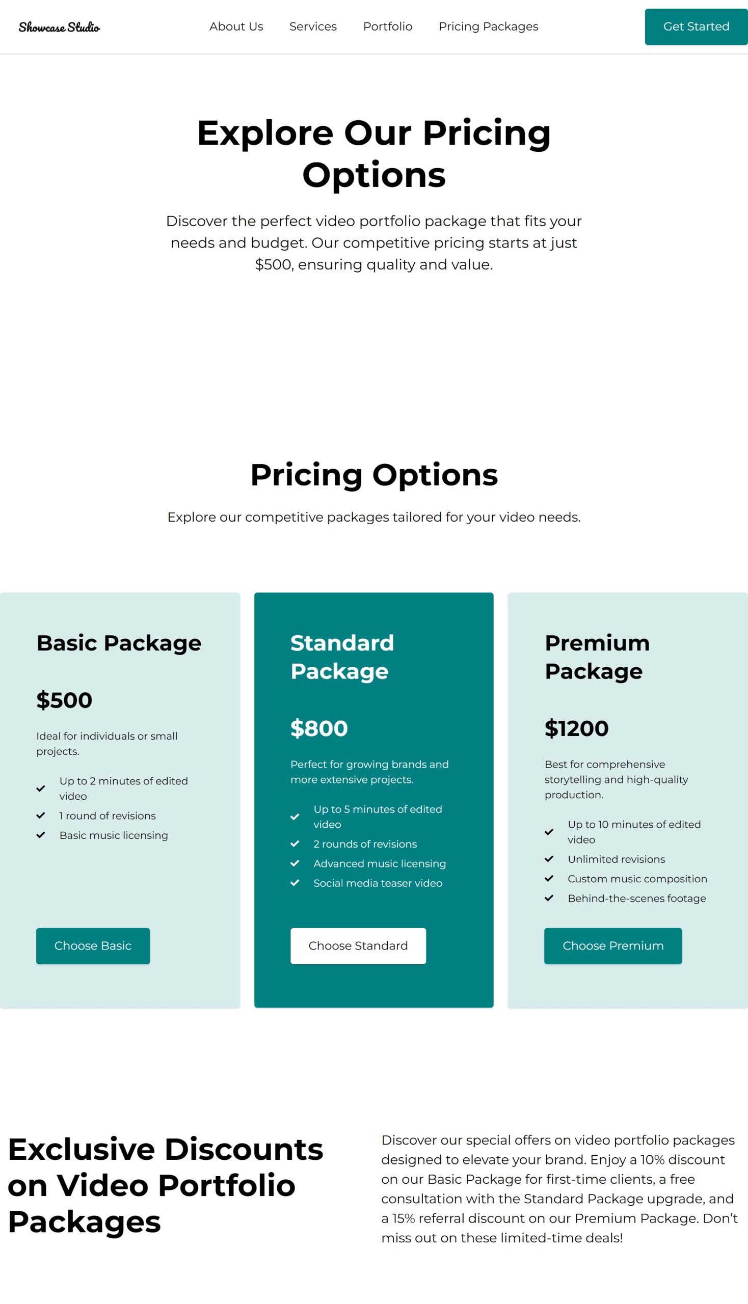 Pricing Packages