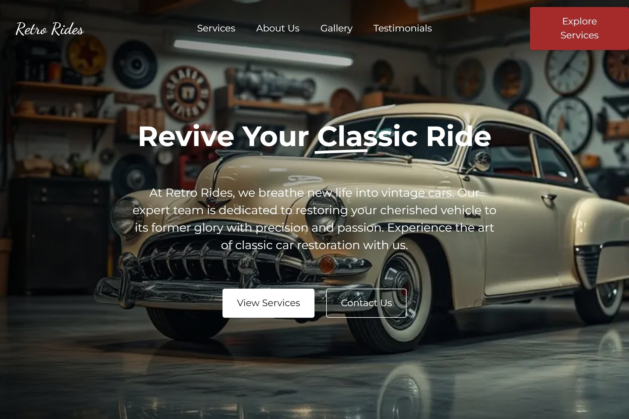 Vintage car garage website template