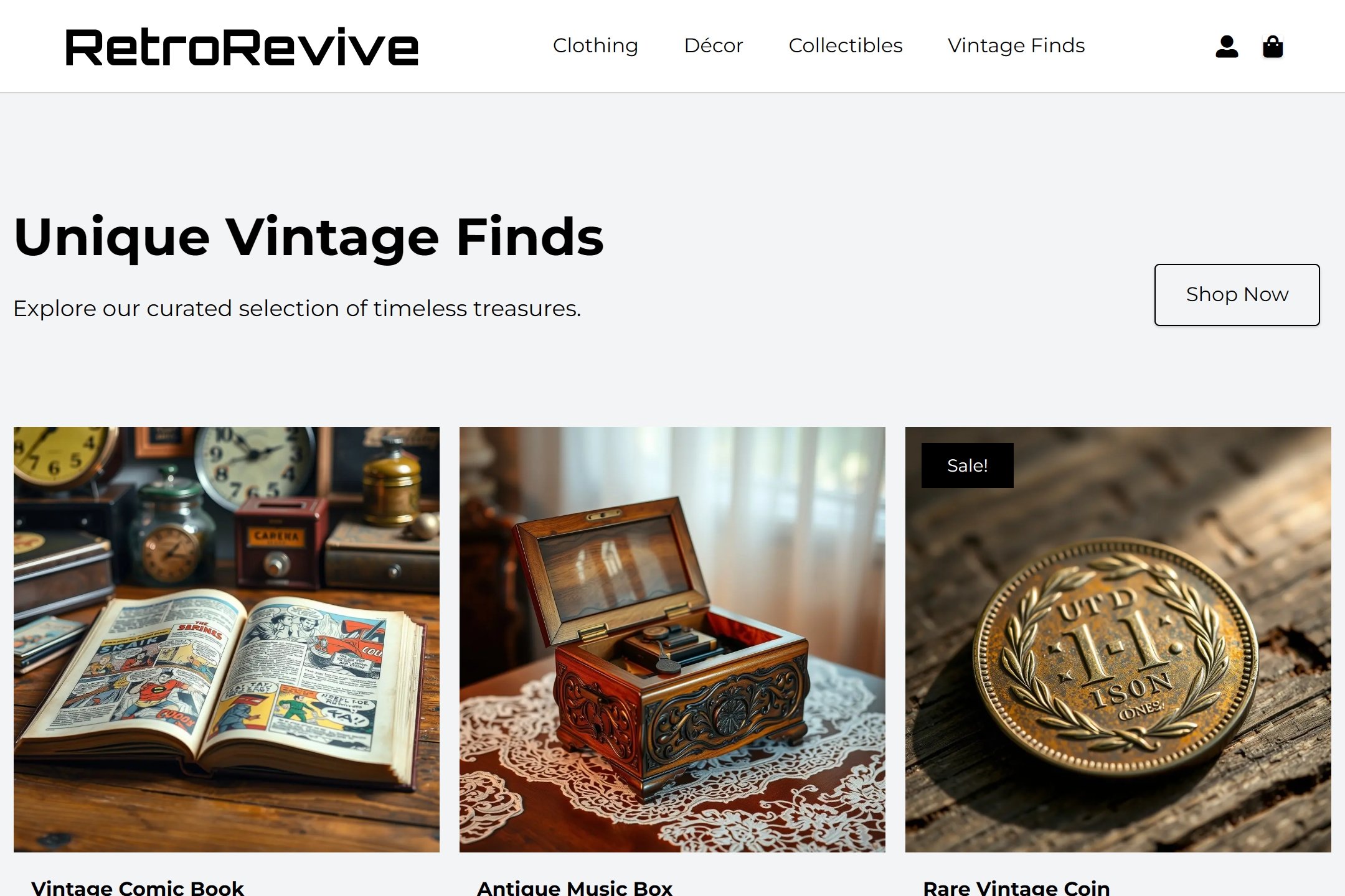Vintage shop website template