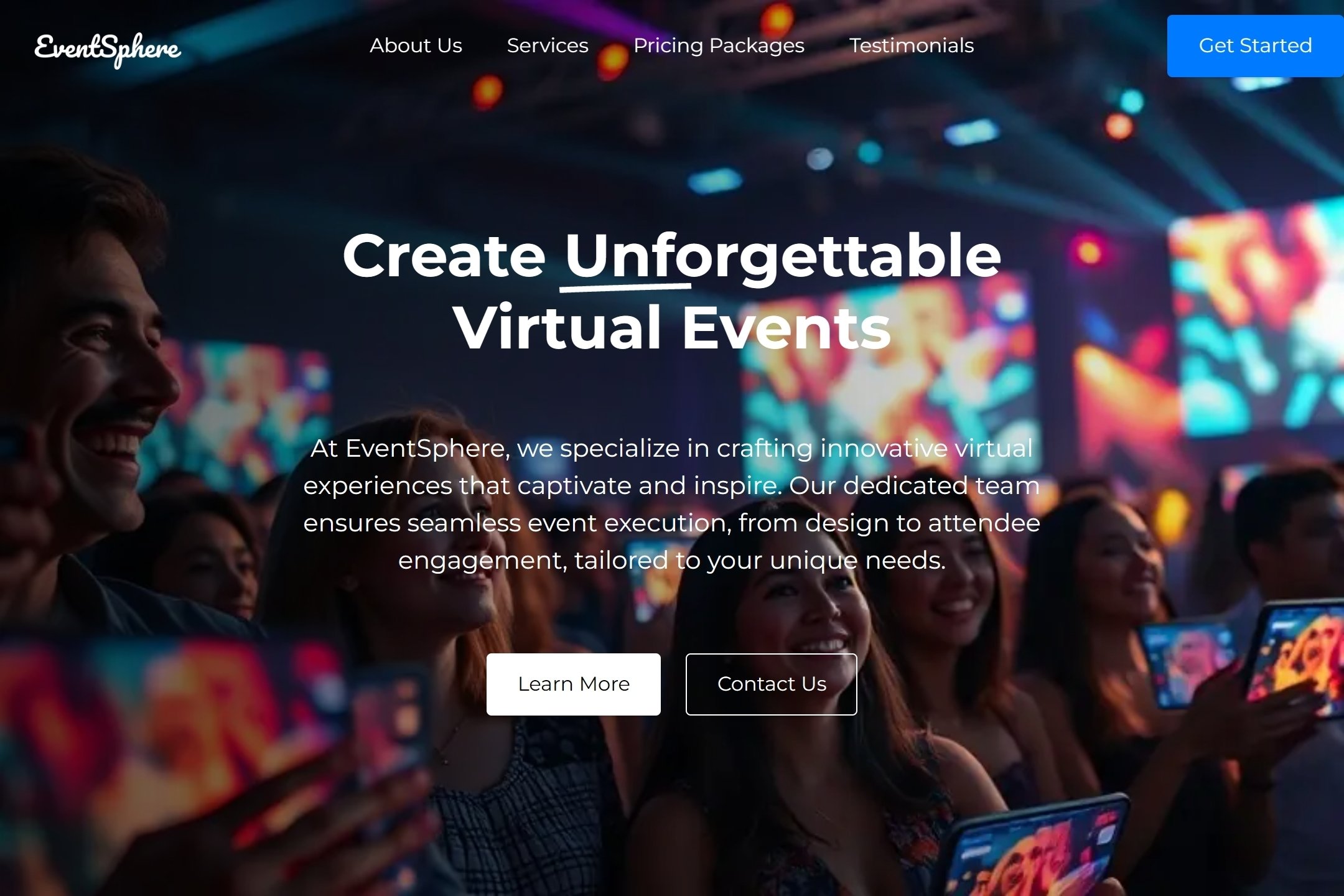Virtual event planner website template