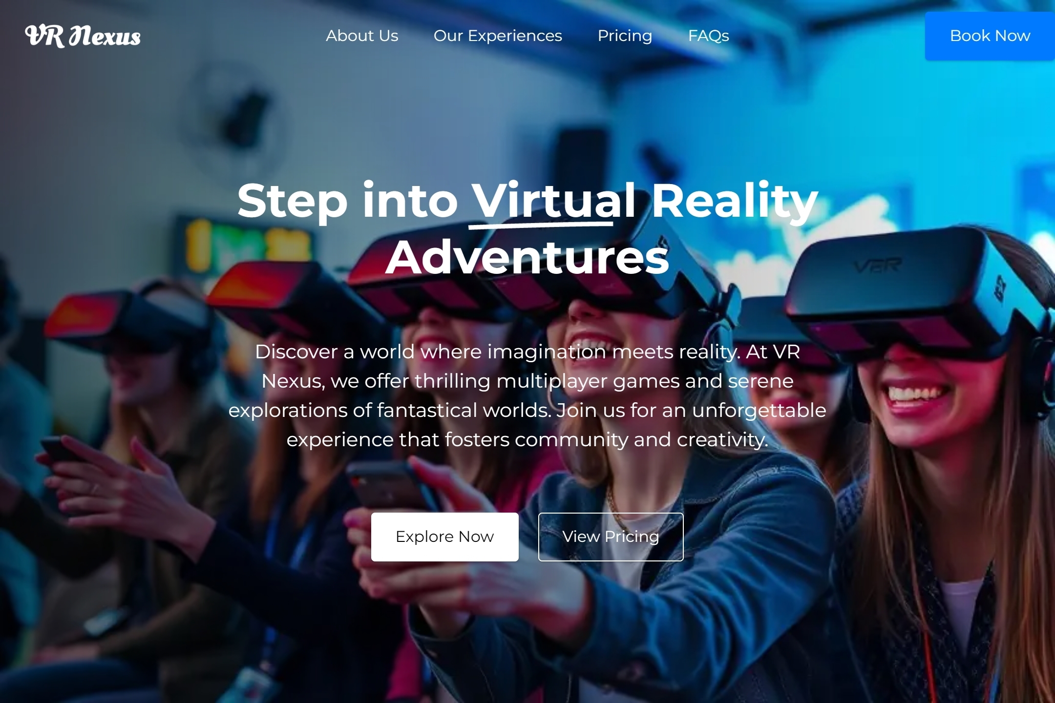 VR gaming arena website template