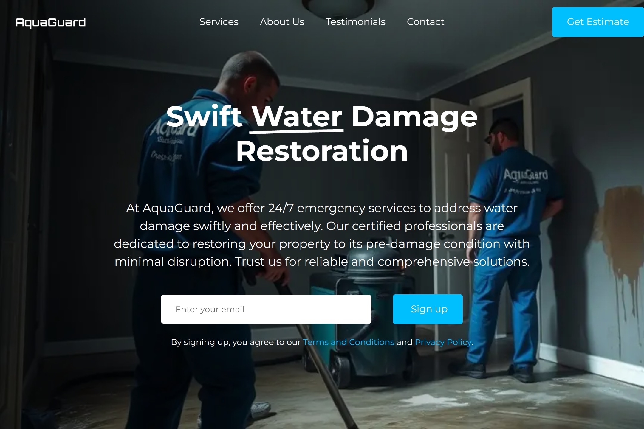 Water damage restoration service website template