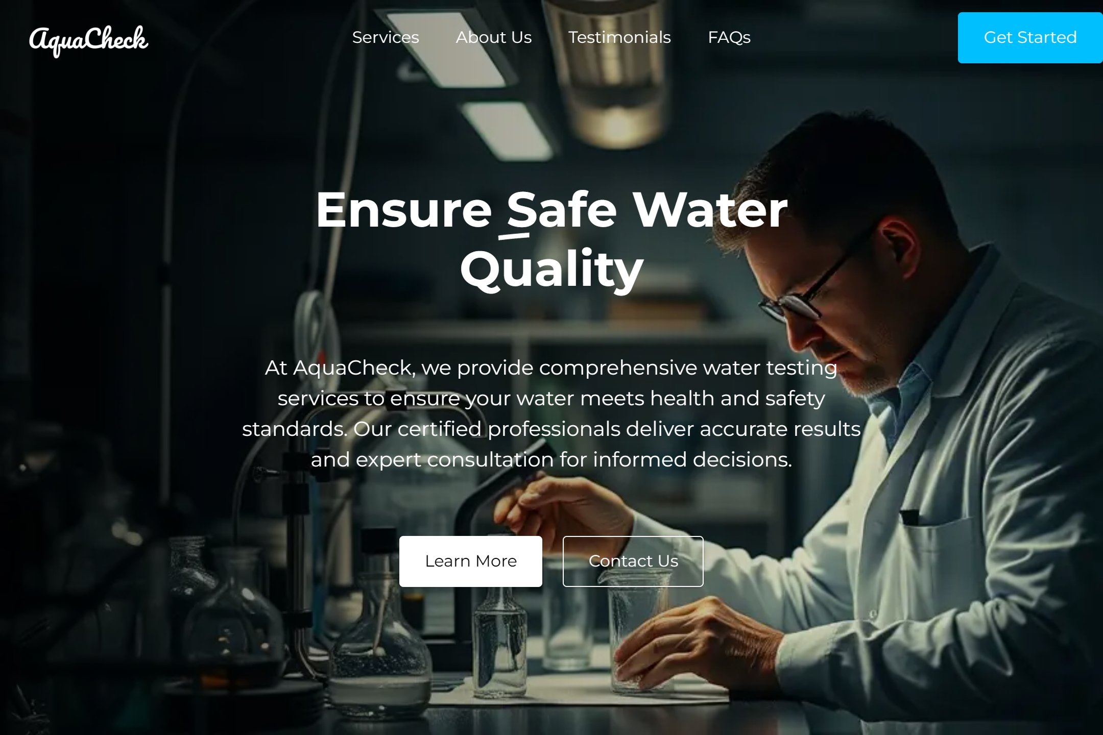 Water testing service website template