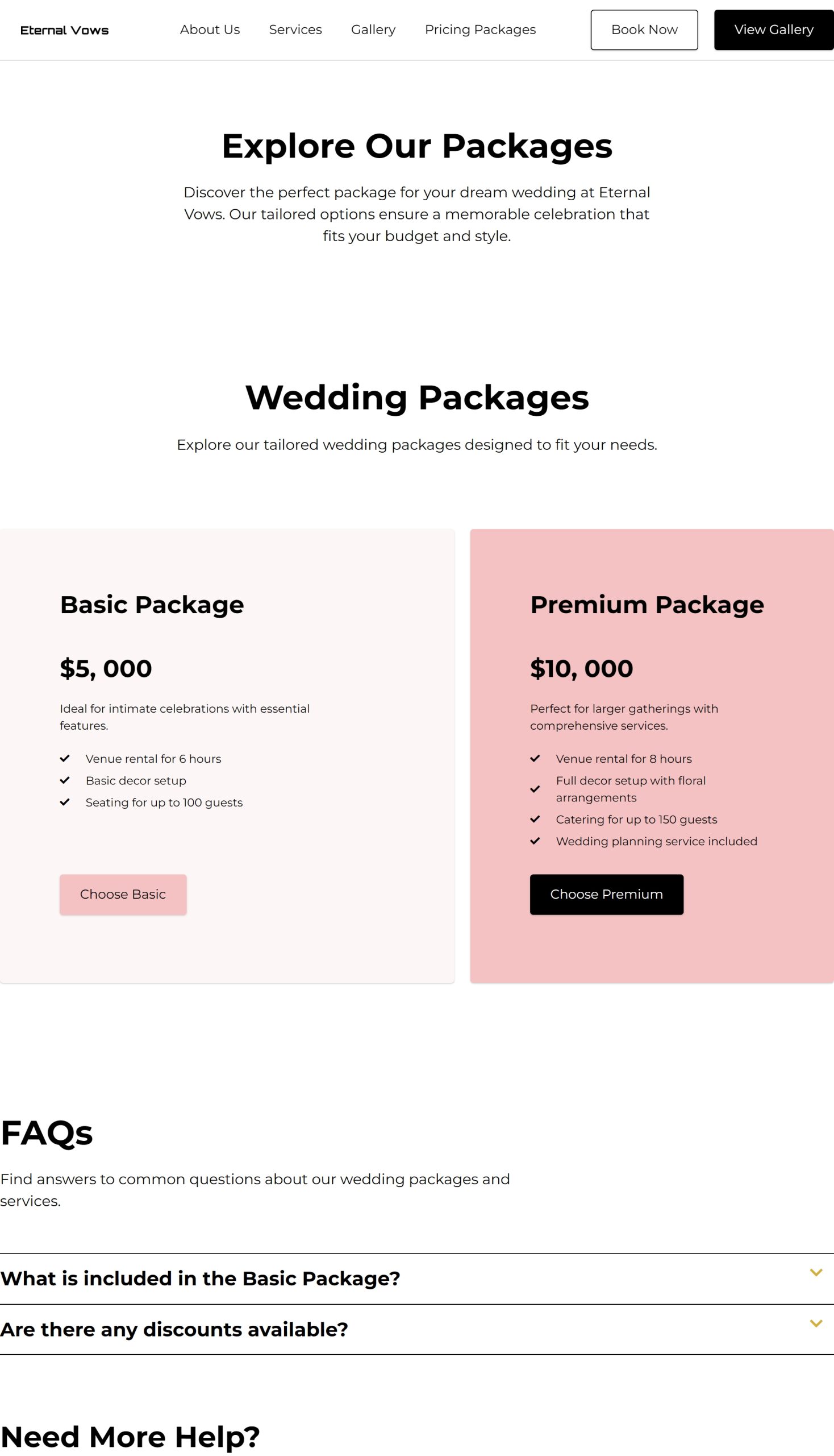 Pricing Packages
