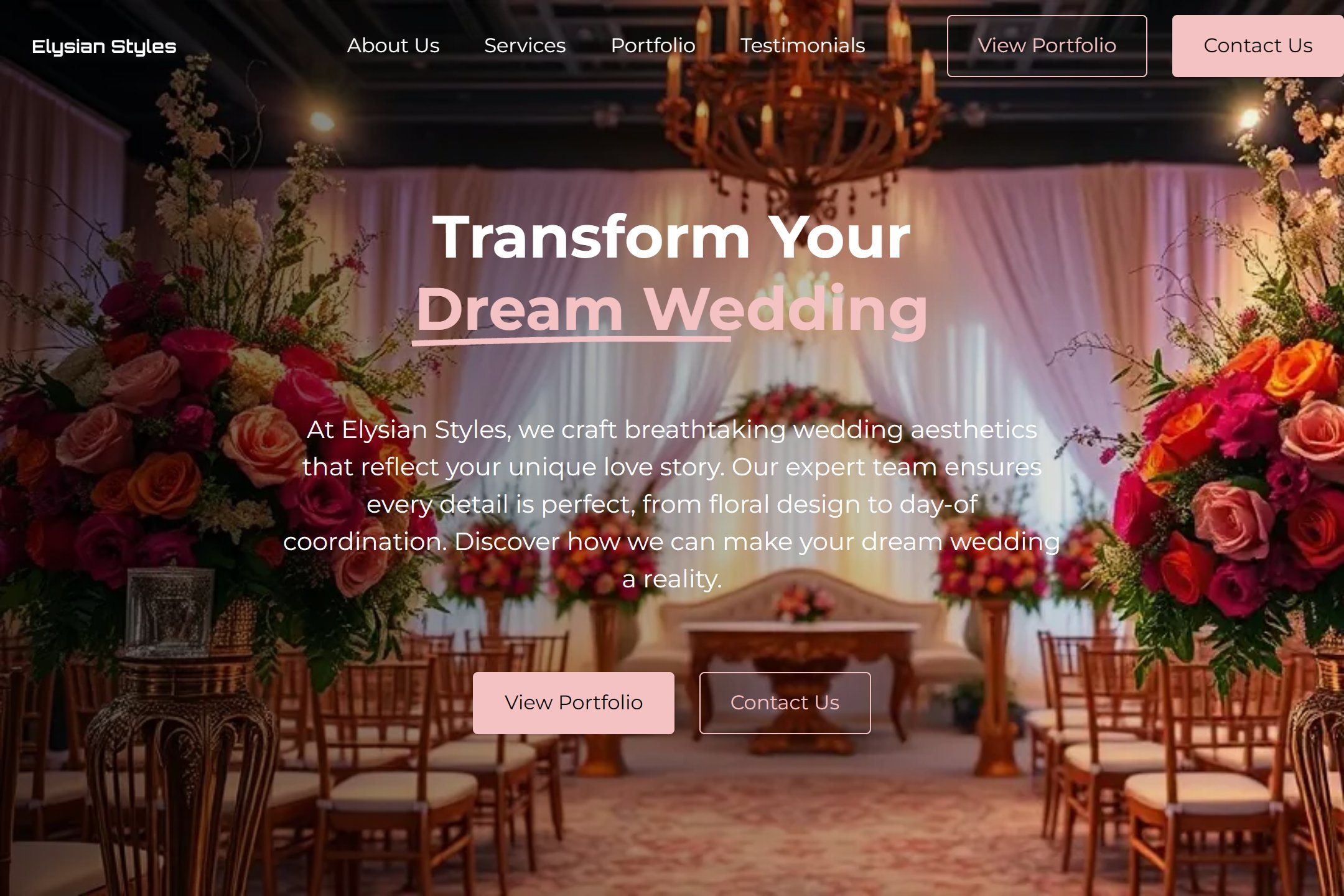 Wedding stylist portfolio website template
