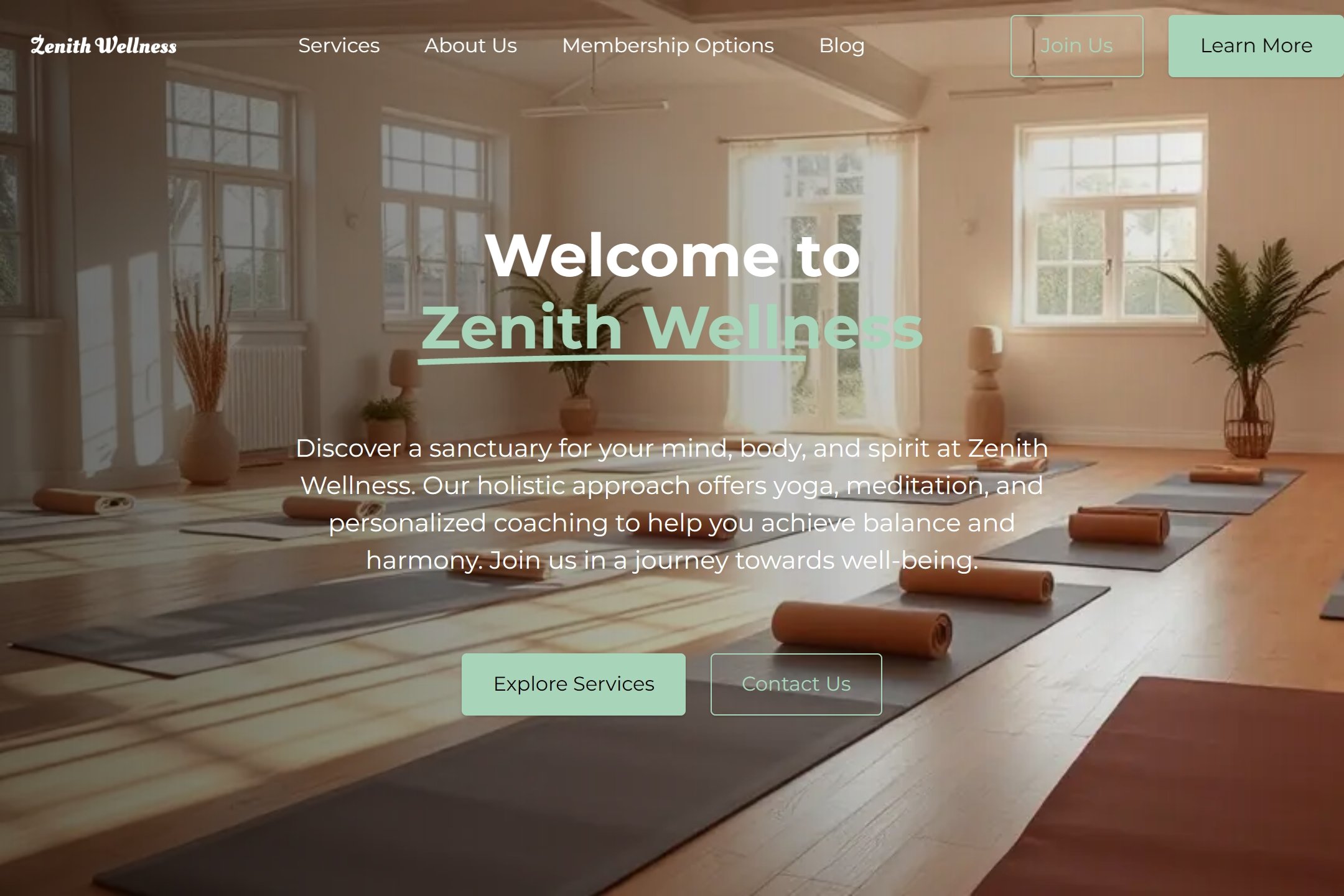Wellness studio website template