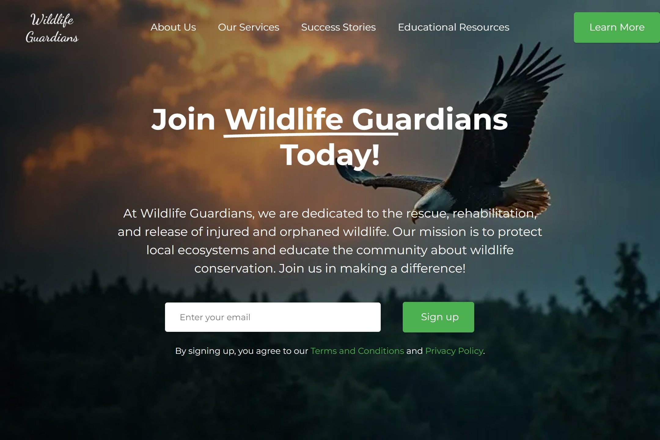 Wildlife rescue organization website template