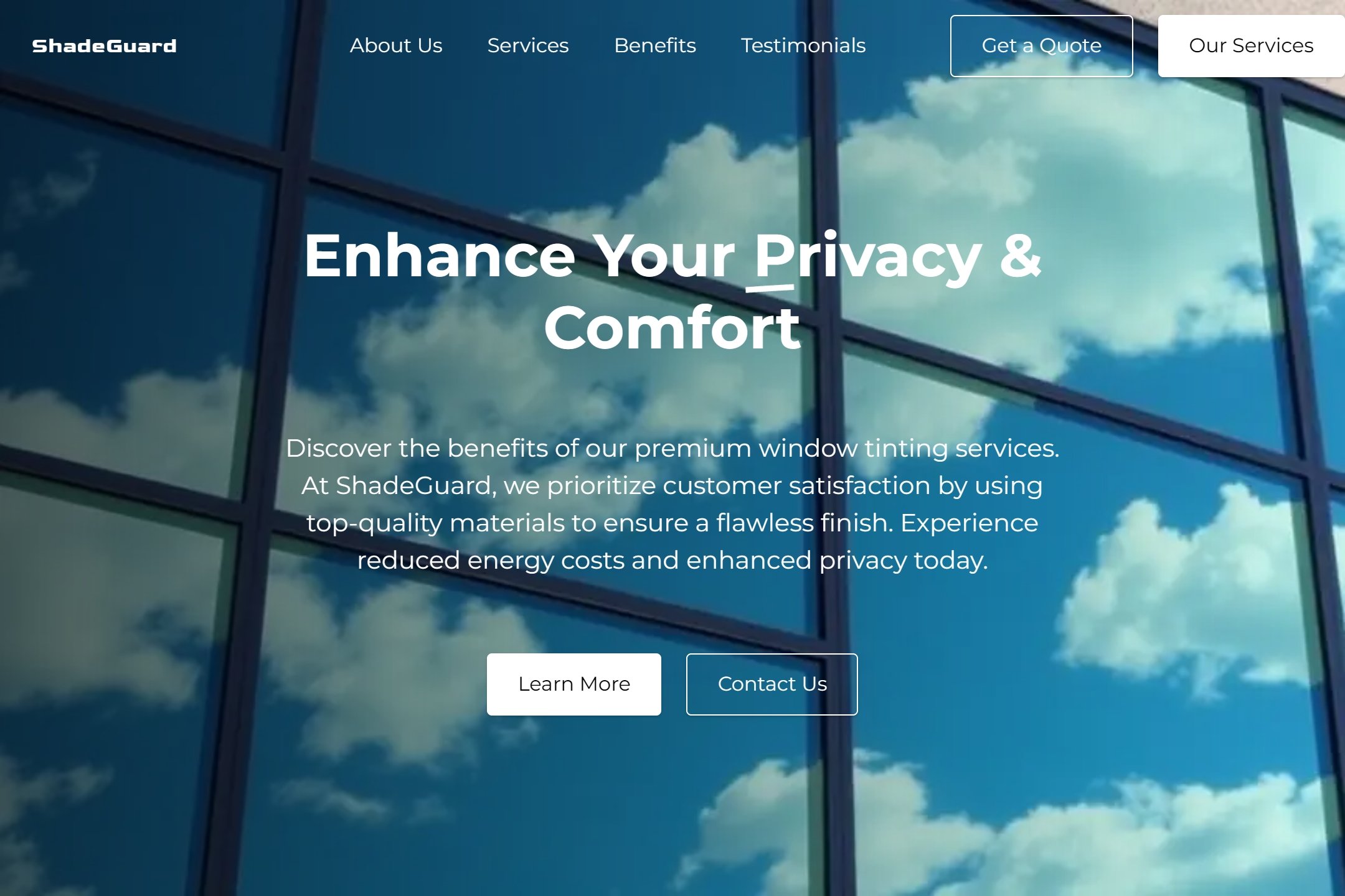 Window tinting service website template