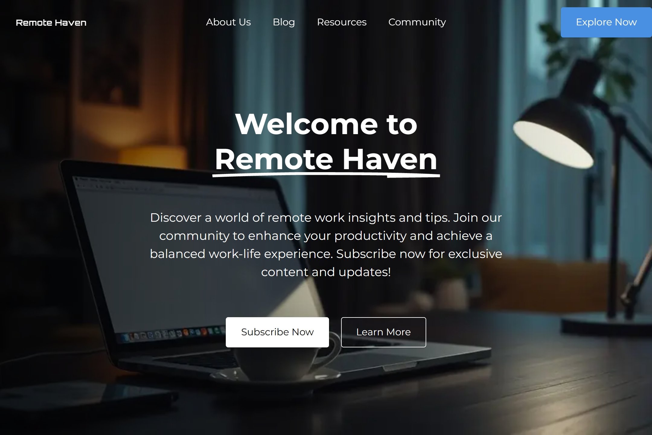 Work from home blog website template