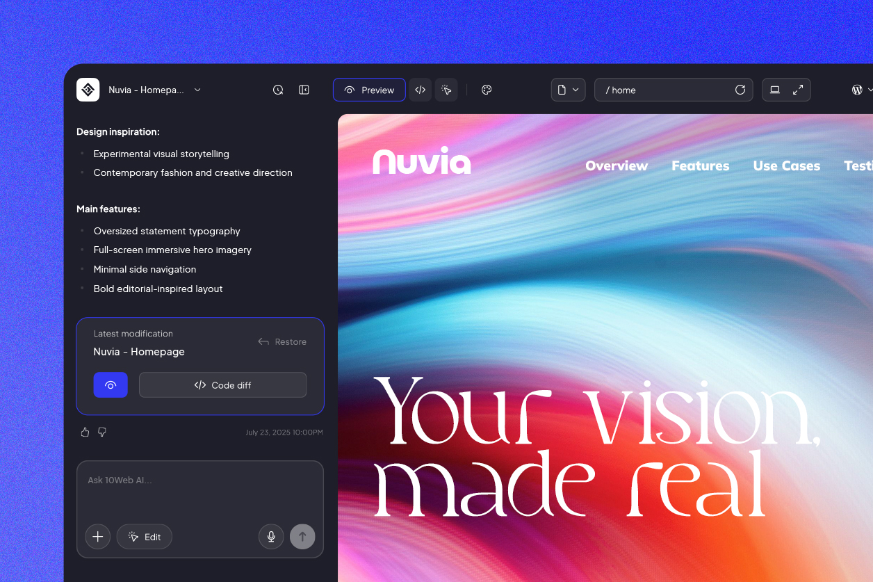 Website building banner