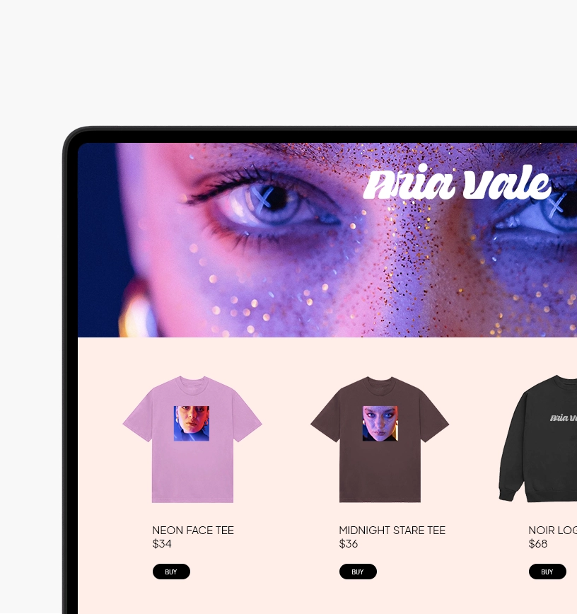 Music and merch store.