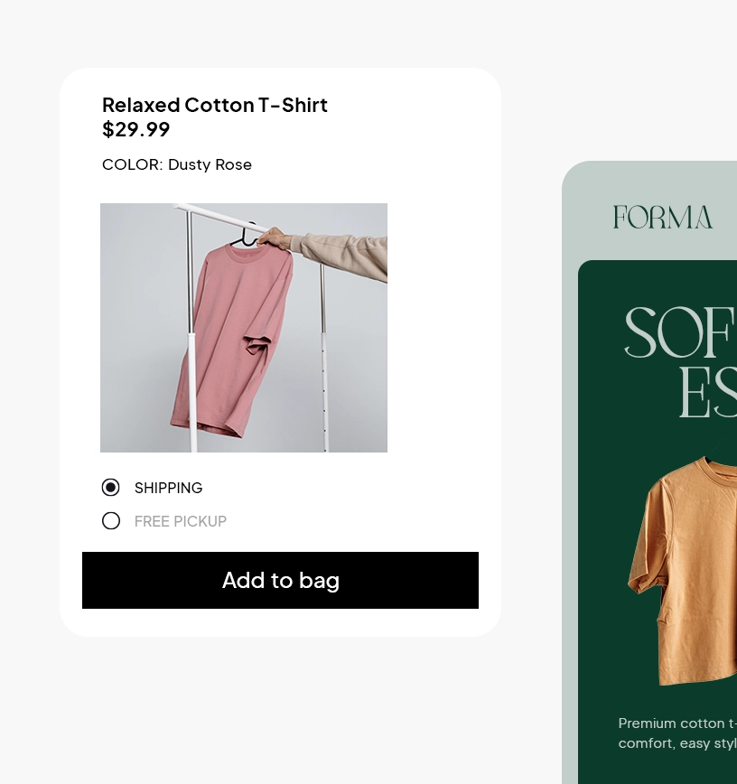 Product pages with variants.
