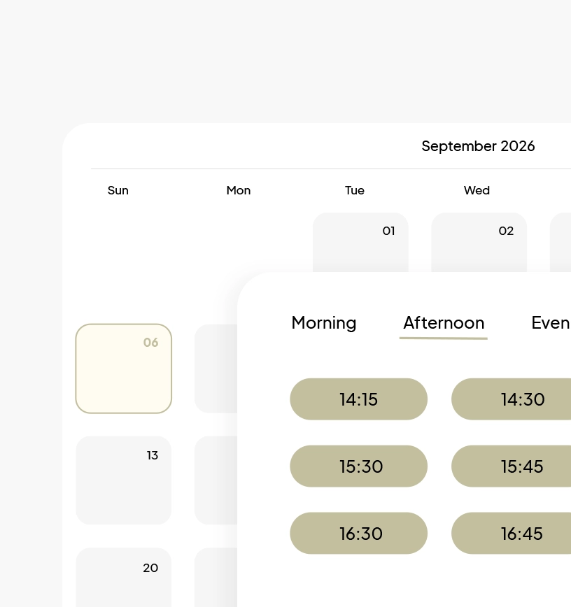 Scheduling and booking.