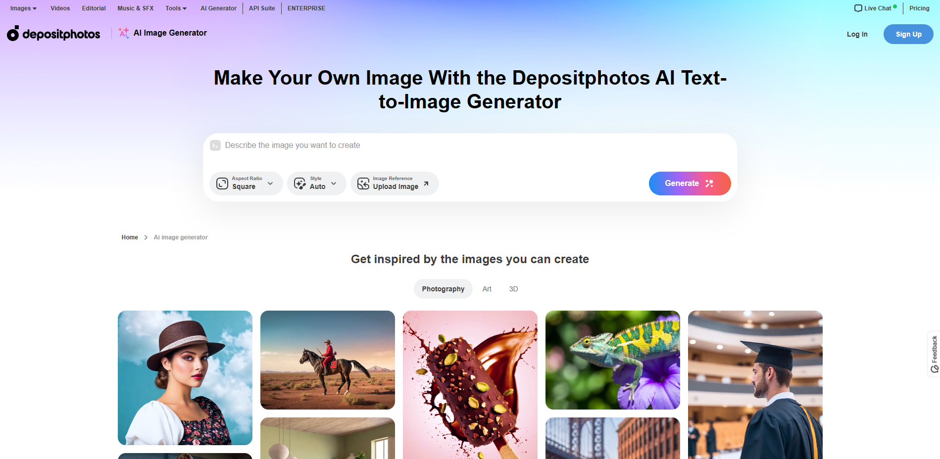Screenshot for Depositphotos AI Image Generator