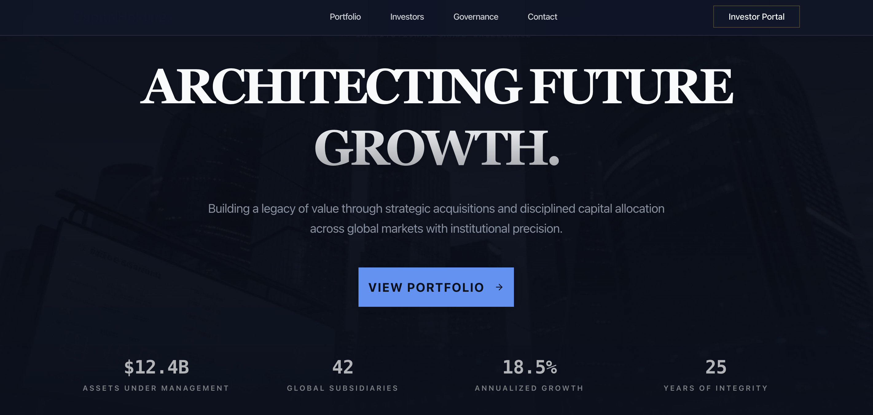Holding company website template.