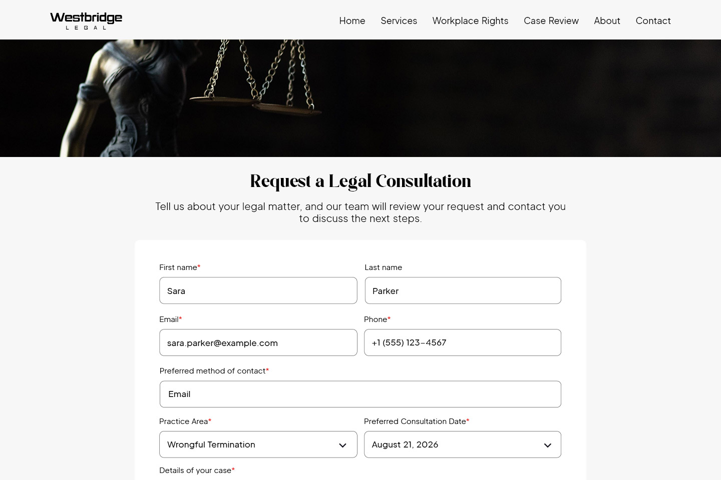 Let clients request a consultation