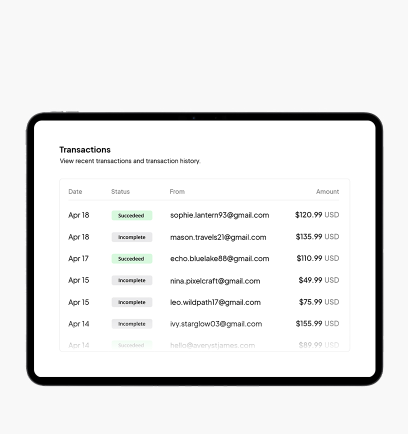 Manage products, payments, and orders.