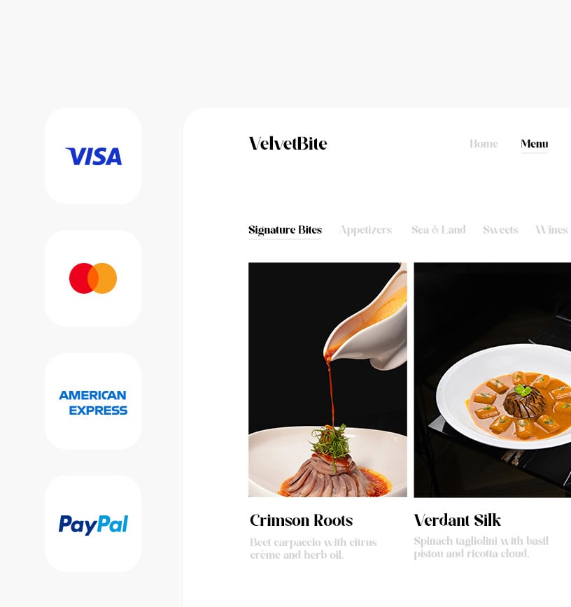 Menu & reservation tools.