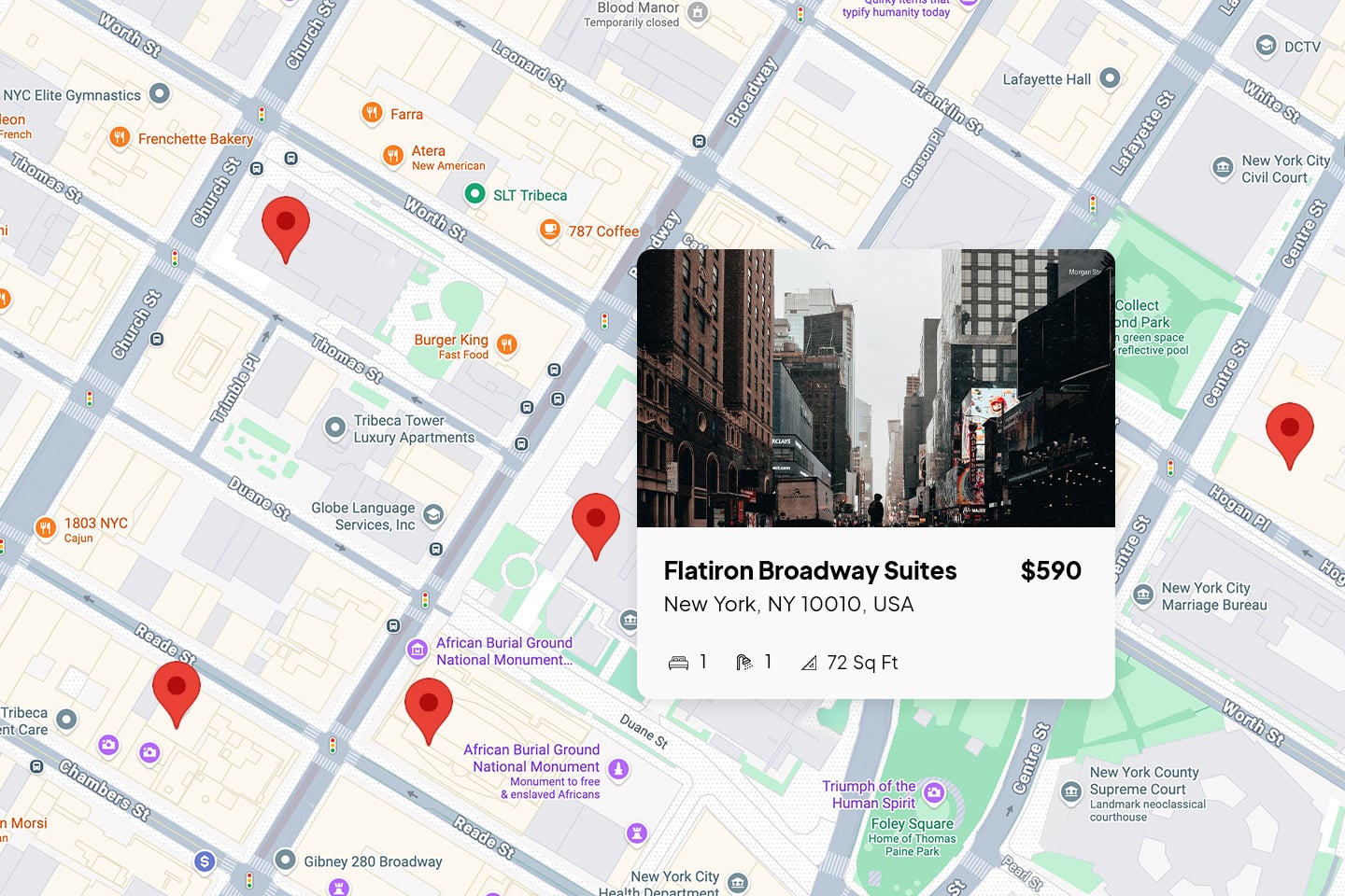 Integrated with Google Maps for property locations
