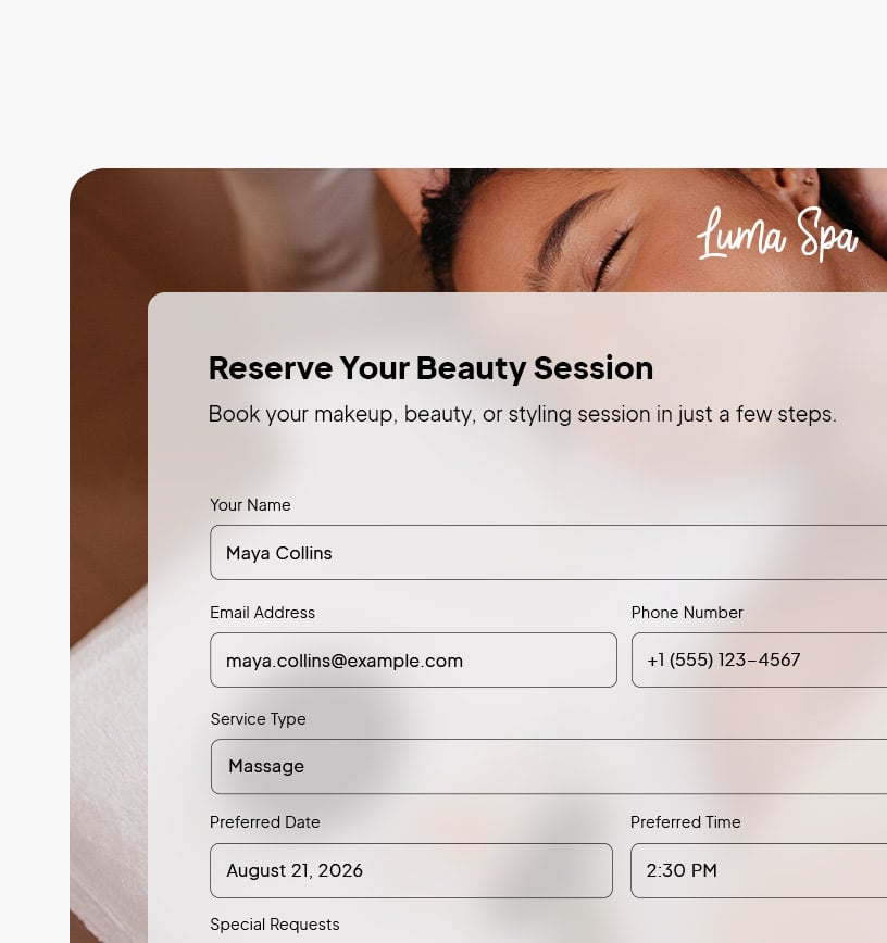 Online booking built in.