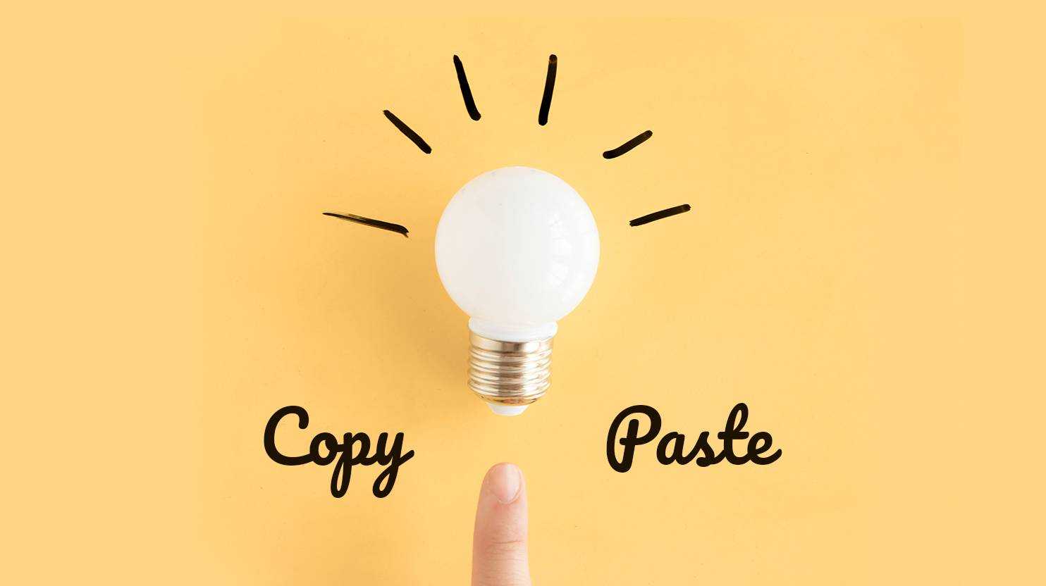 A lamp with "Copy" written to its left and "Paste" to its right