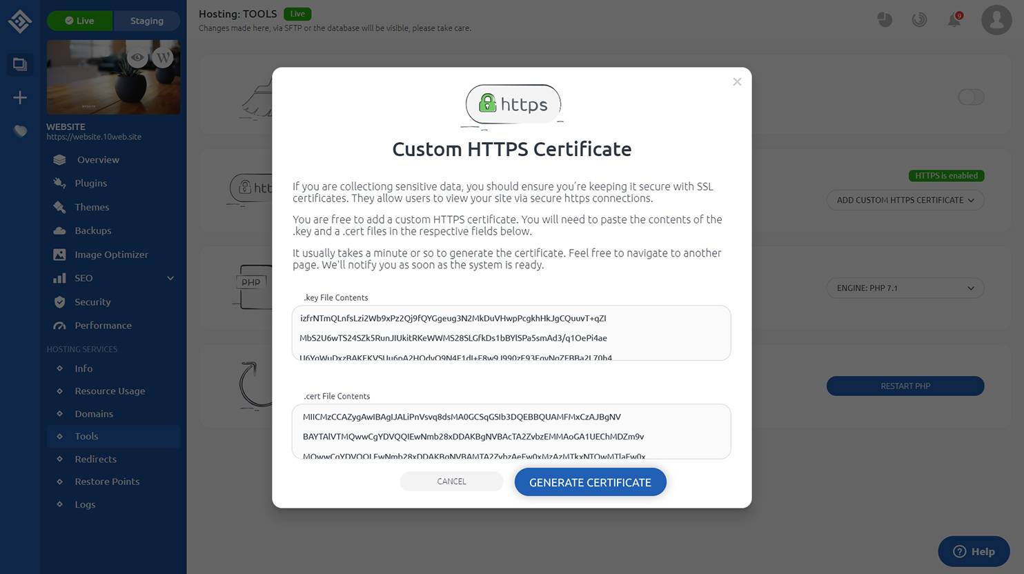 generate the certificate
