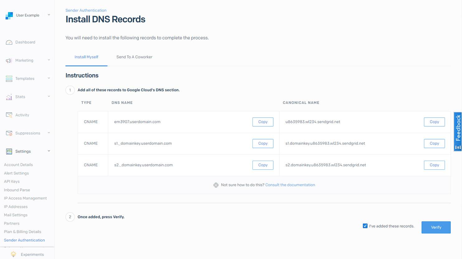 add DNS CNAME records