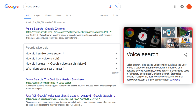Featured snippet - voice search #0 serp position