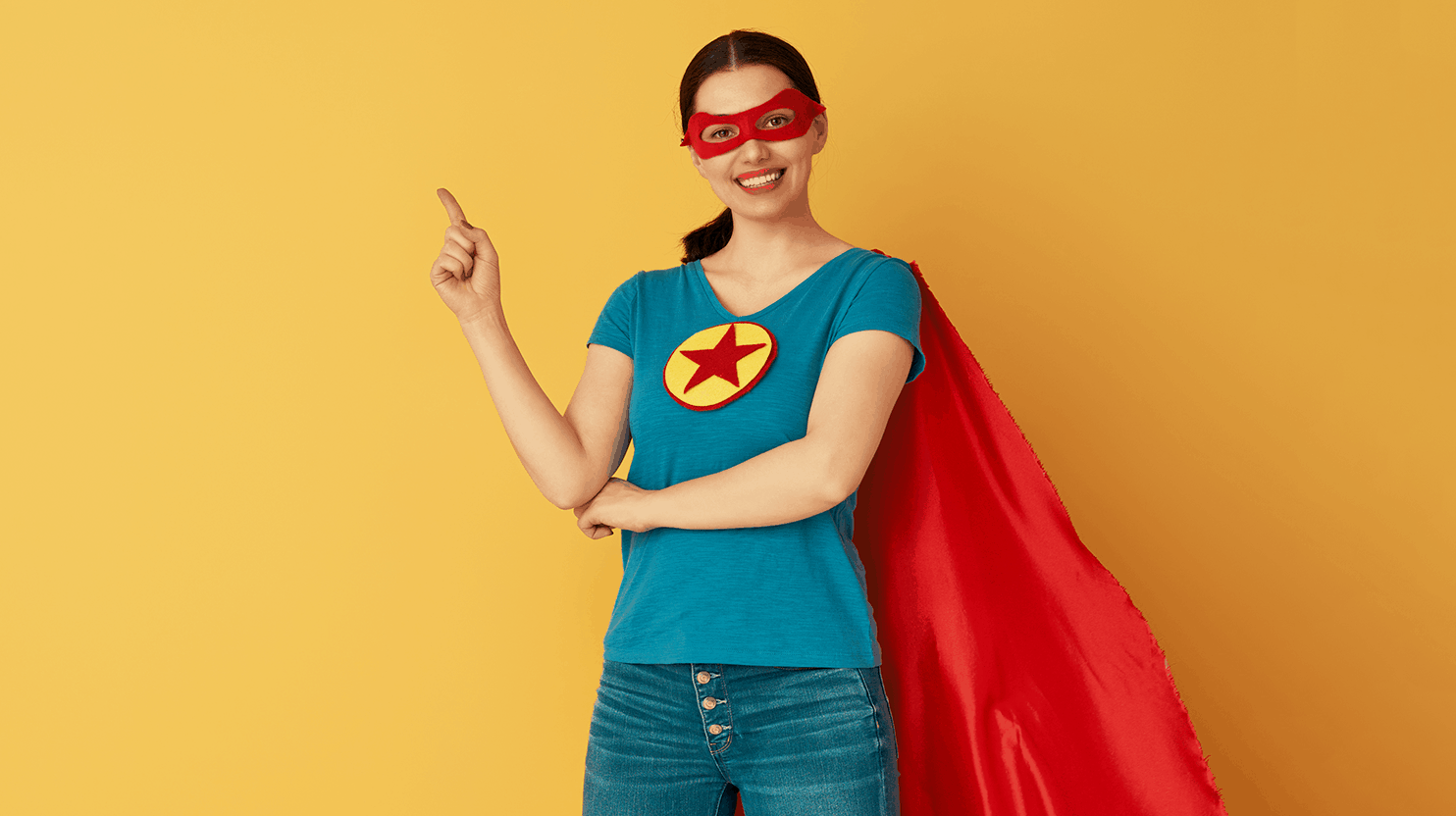 Superhero girl saves the company reputation