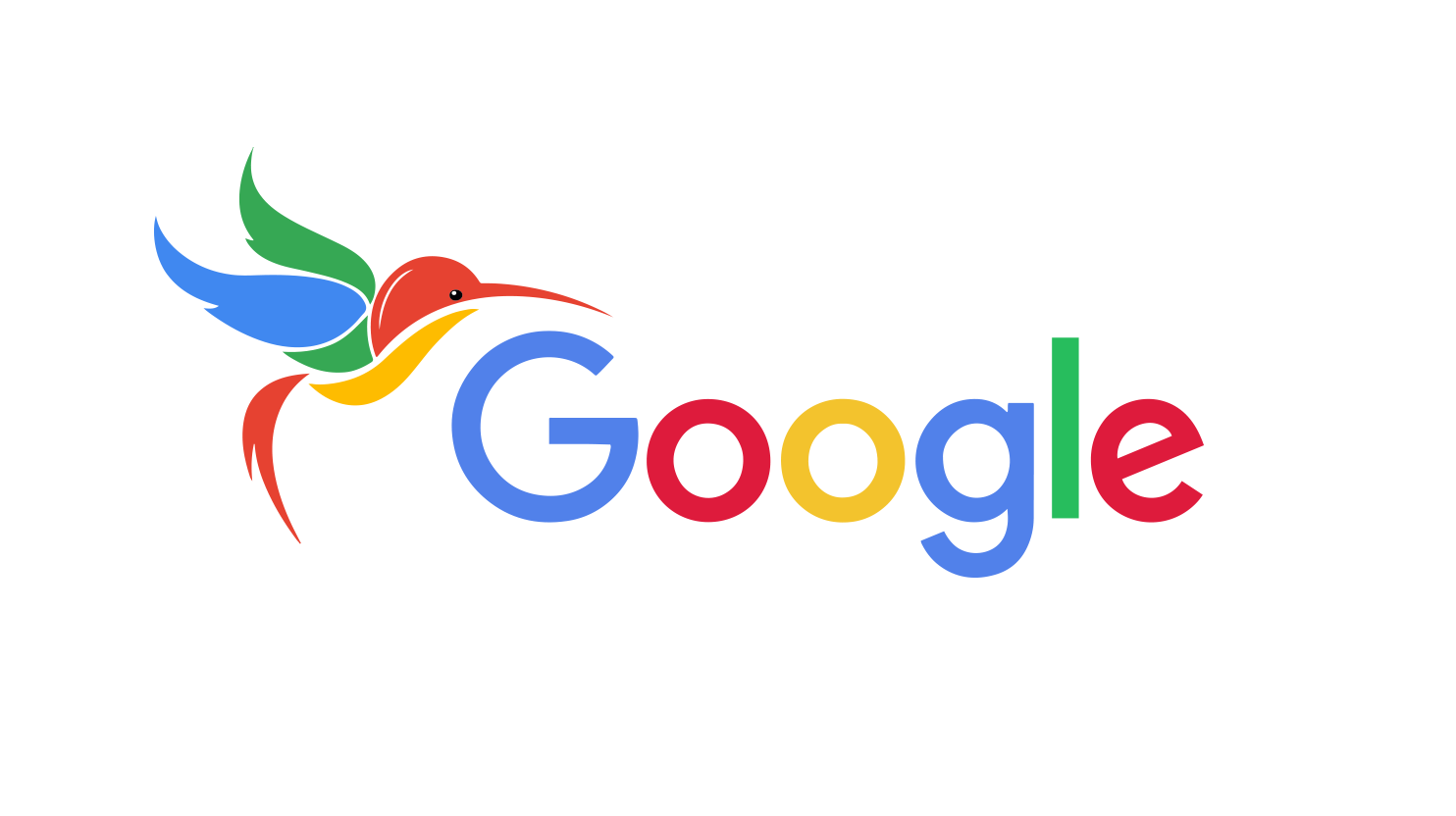 Google Logo with a colorful bird to its left