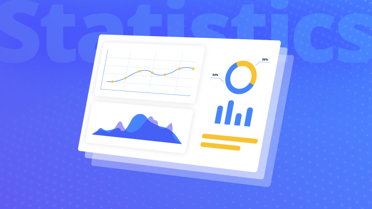 Graphs, diagrams, background says statistics