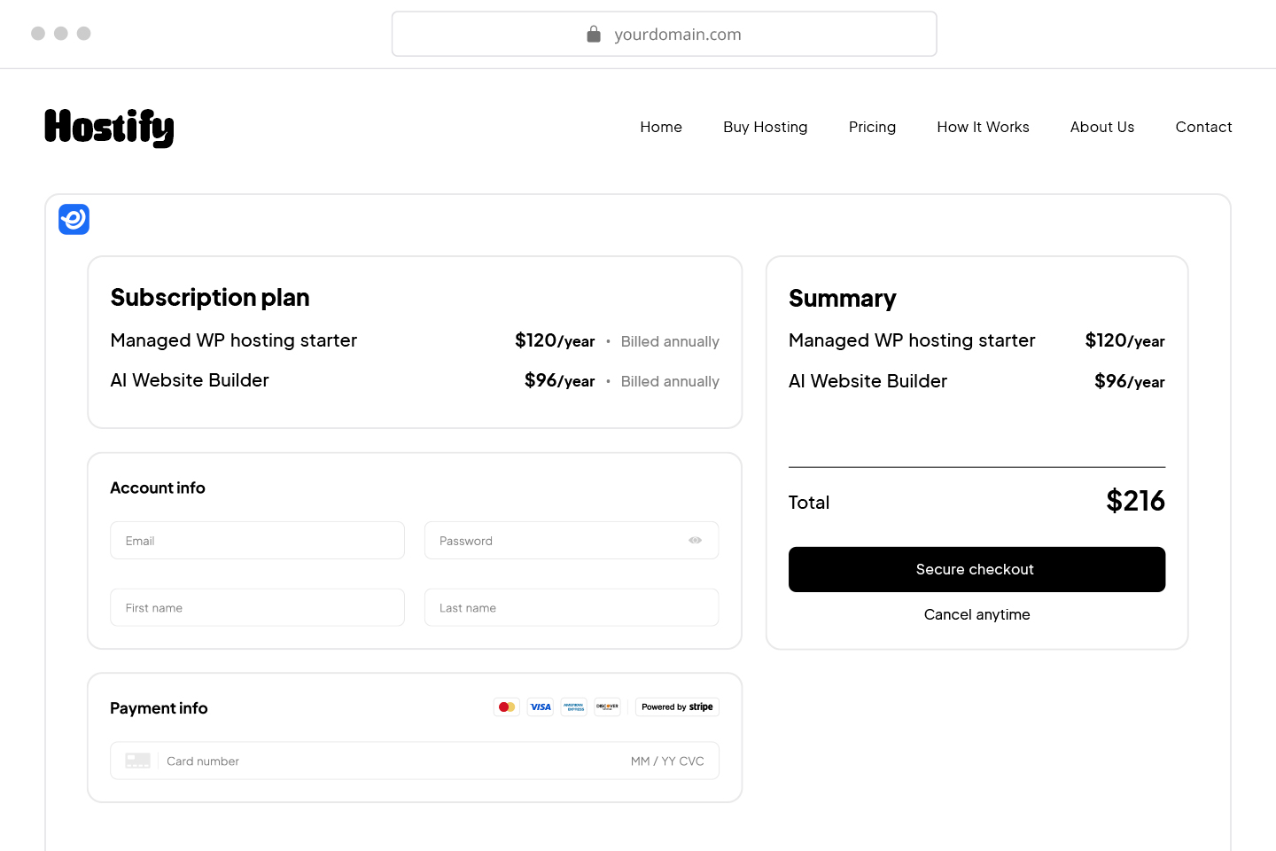Step 1: User buys a hosting plan