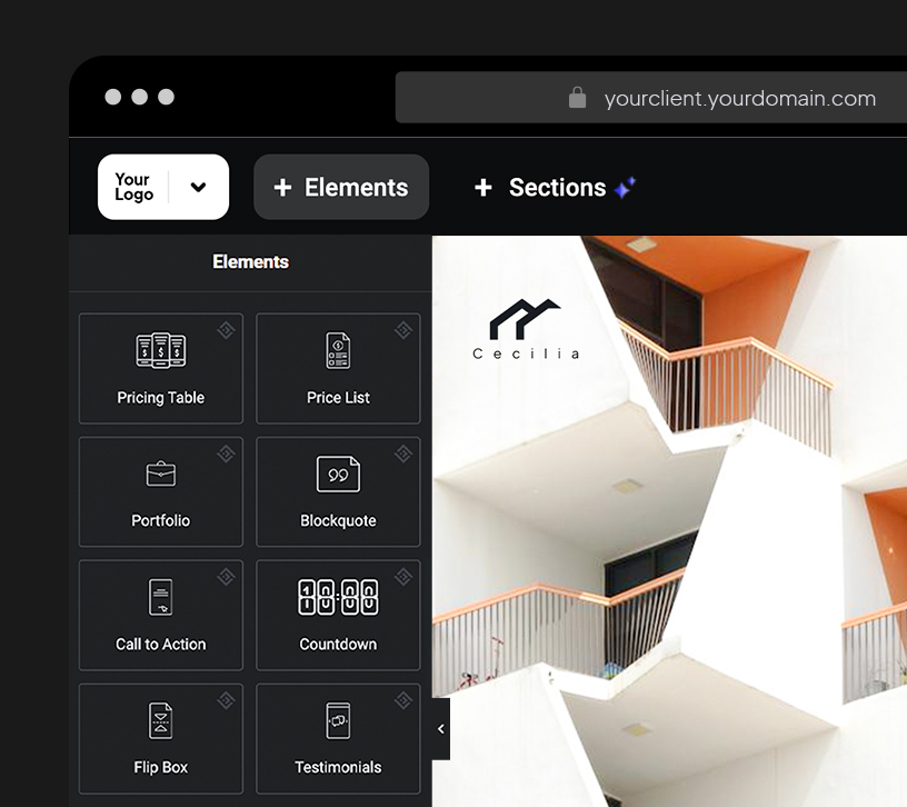 Visual editor with 50+ pro widgets.