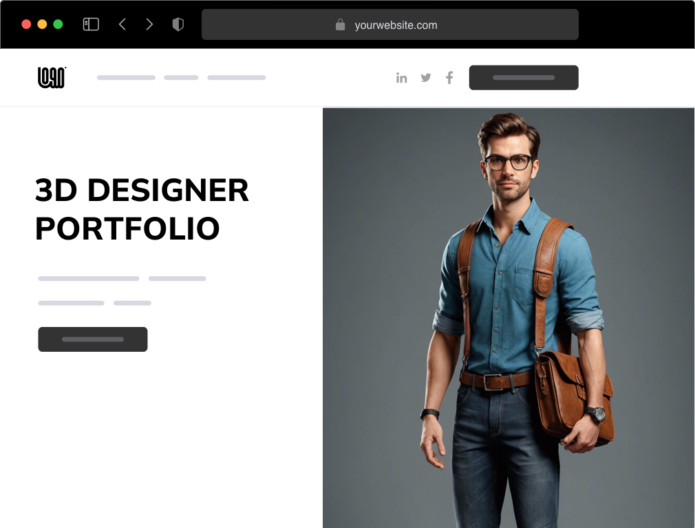 a 3D designer portfolio website example