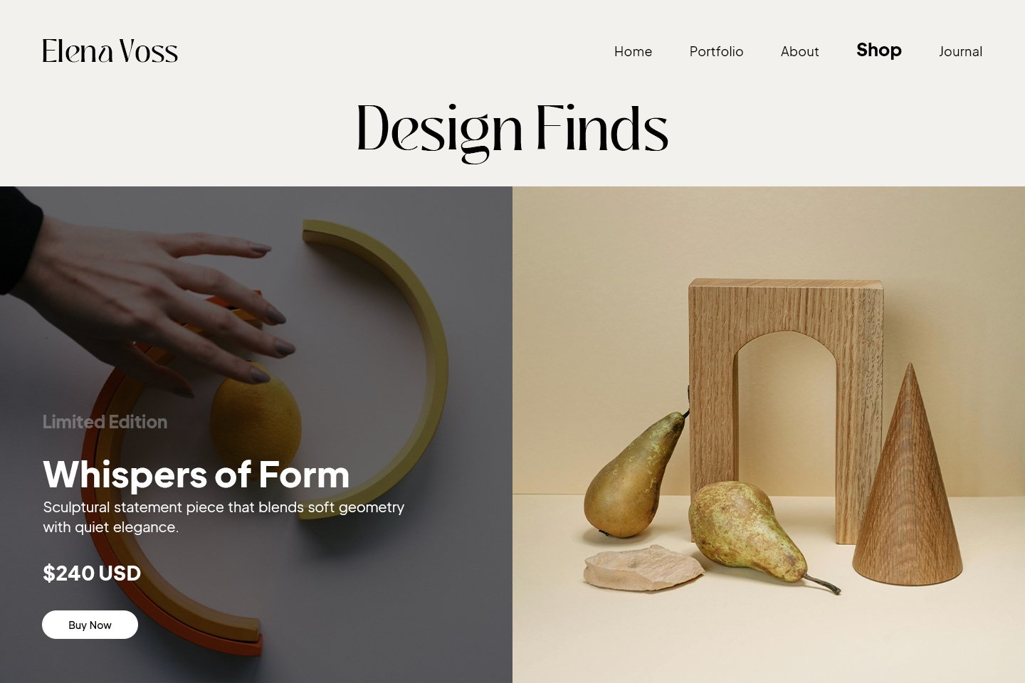 Image showcasing an online shop in a portfolio website.