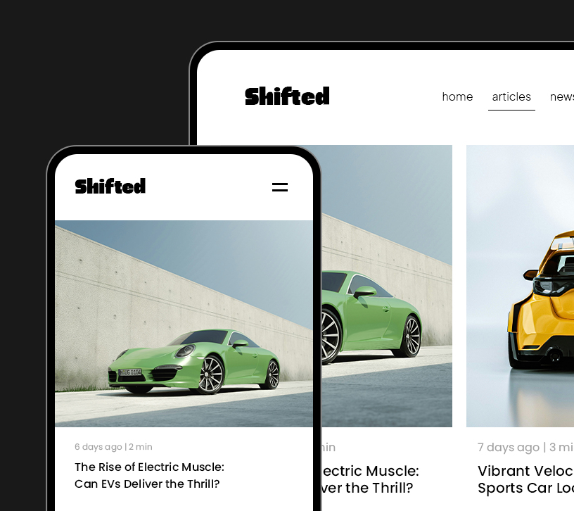 Image showing the responsive design of a blog website.