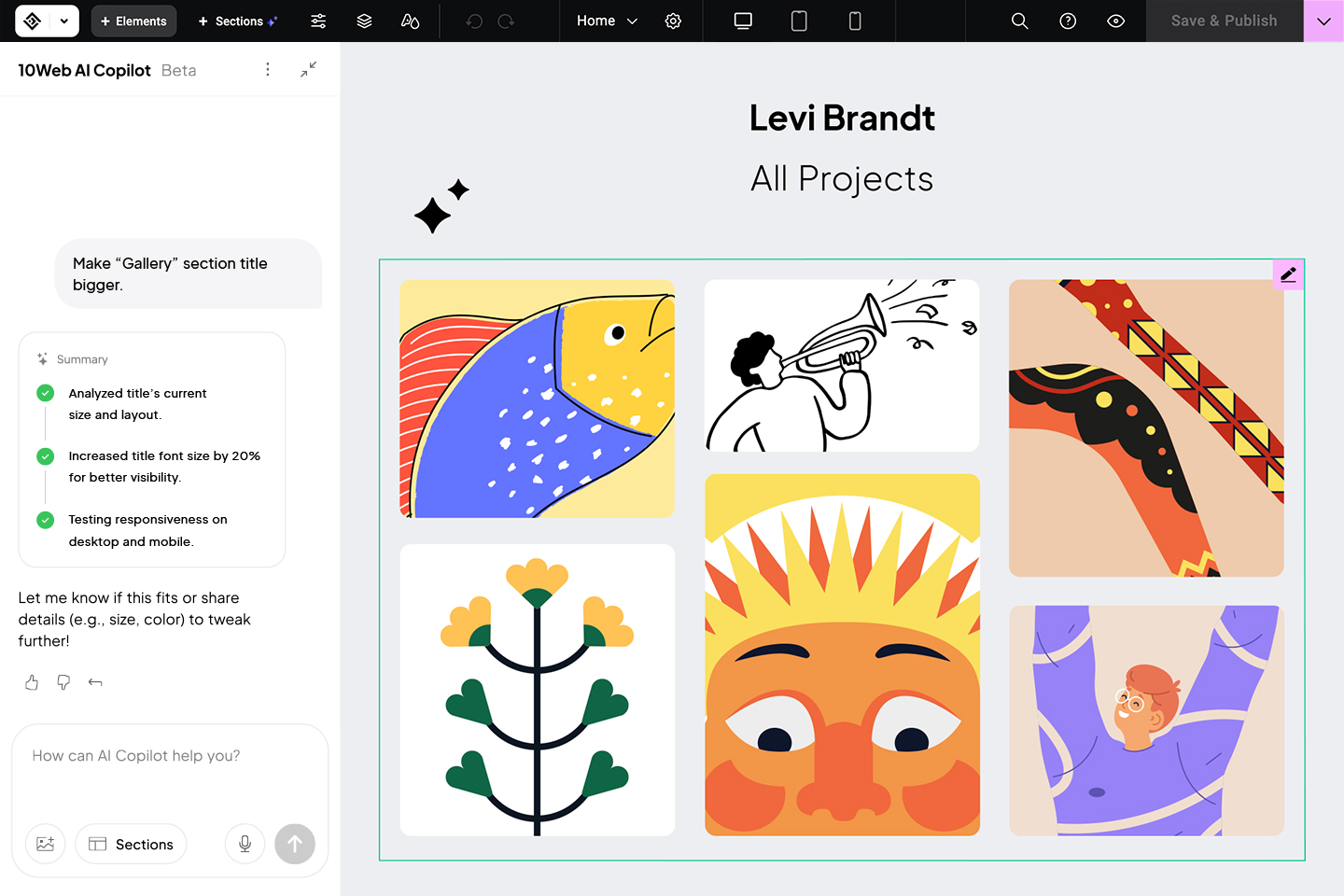 Image for showcasing your work through a website and its editing.