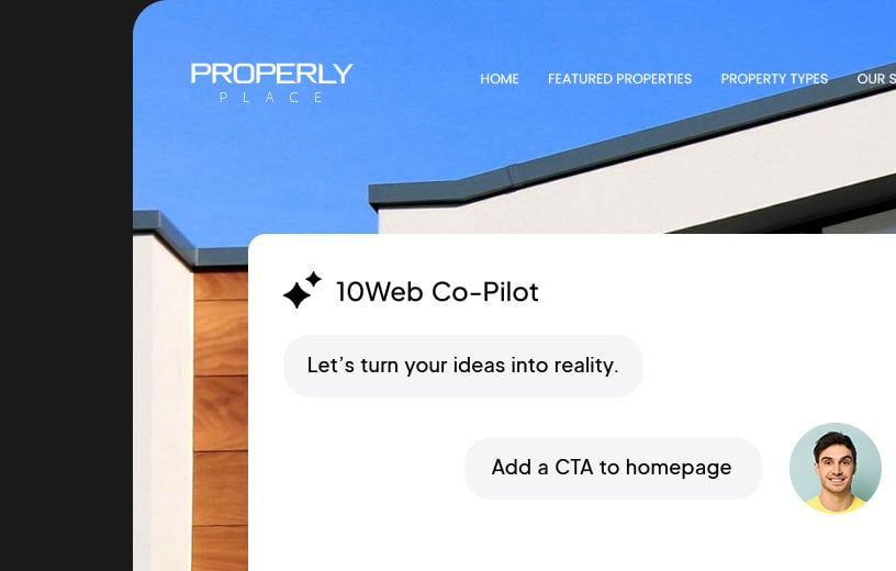Image of editing the generated website with AI Co-Pilot.