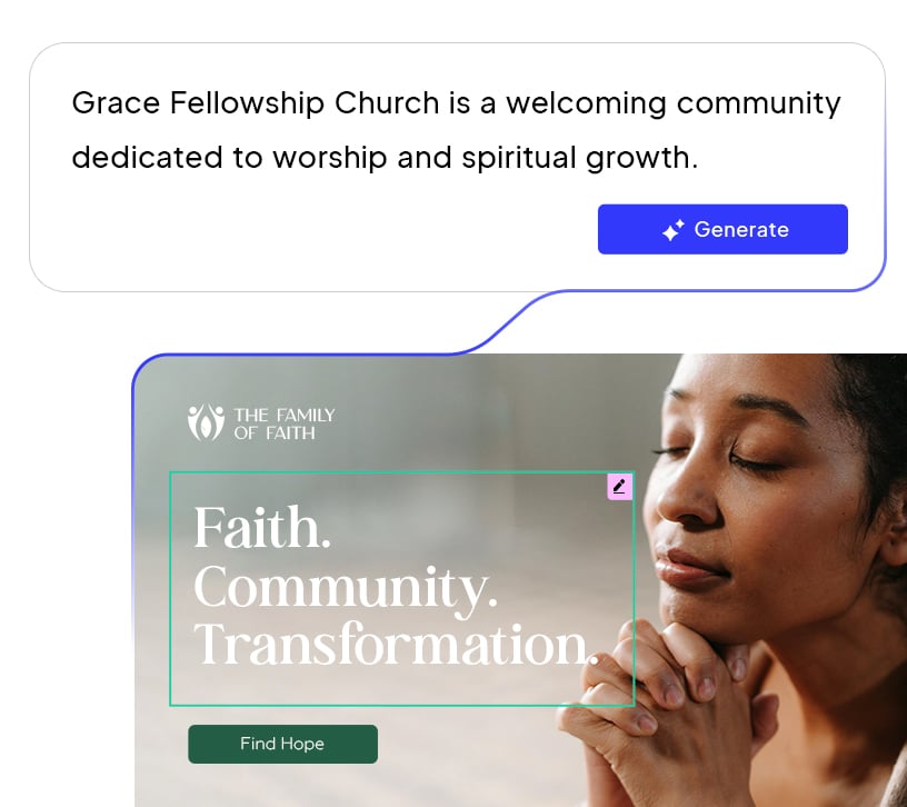 Image showcasing church website building with 10Web.