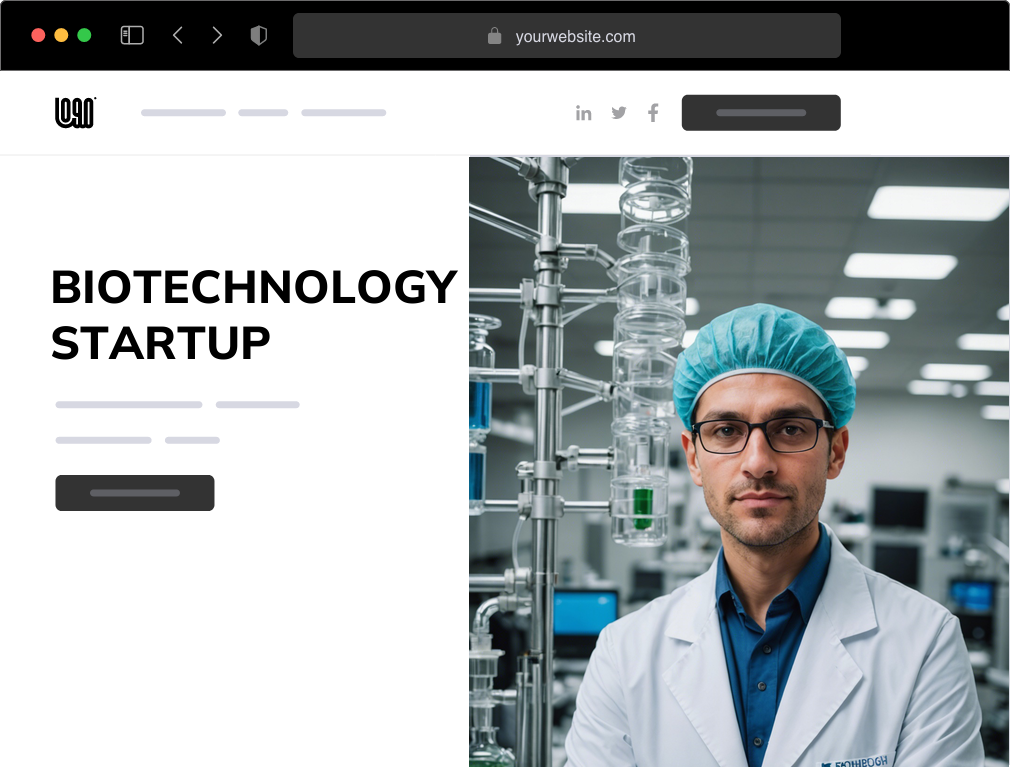 a biotechnology startup website example