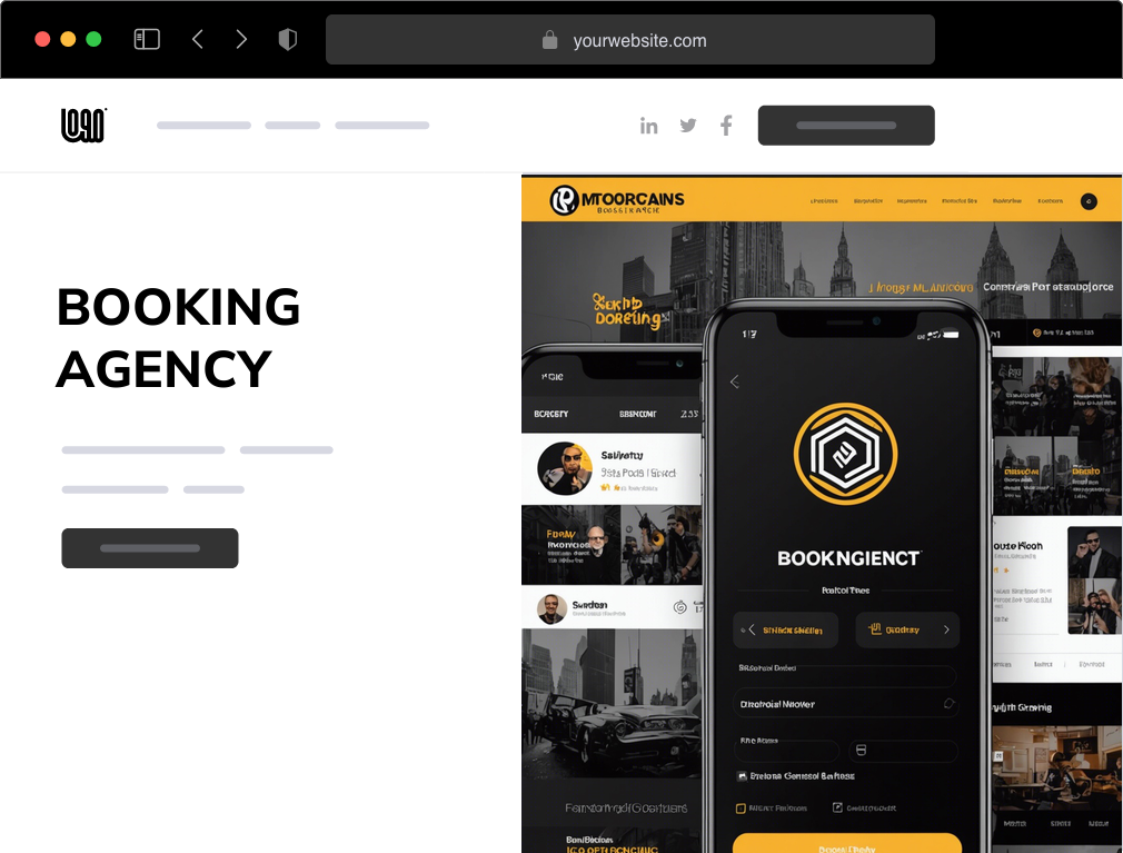 a booking agency website example