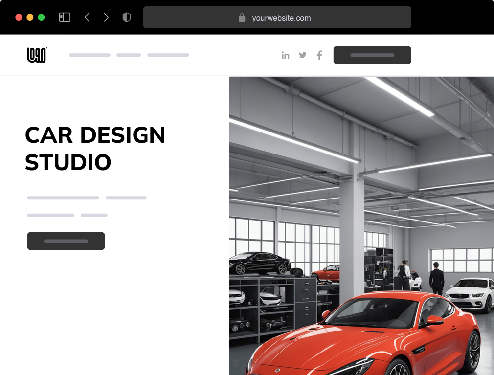 a car design studio website example