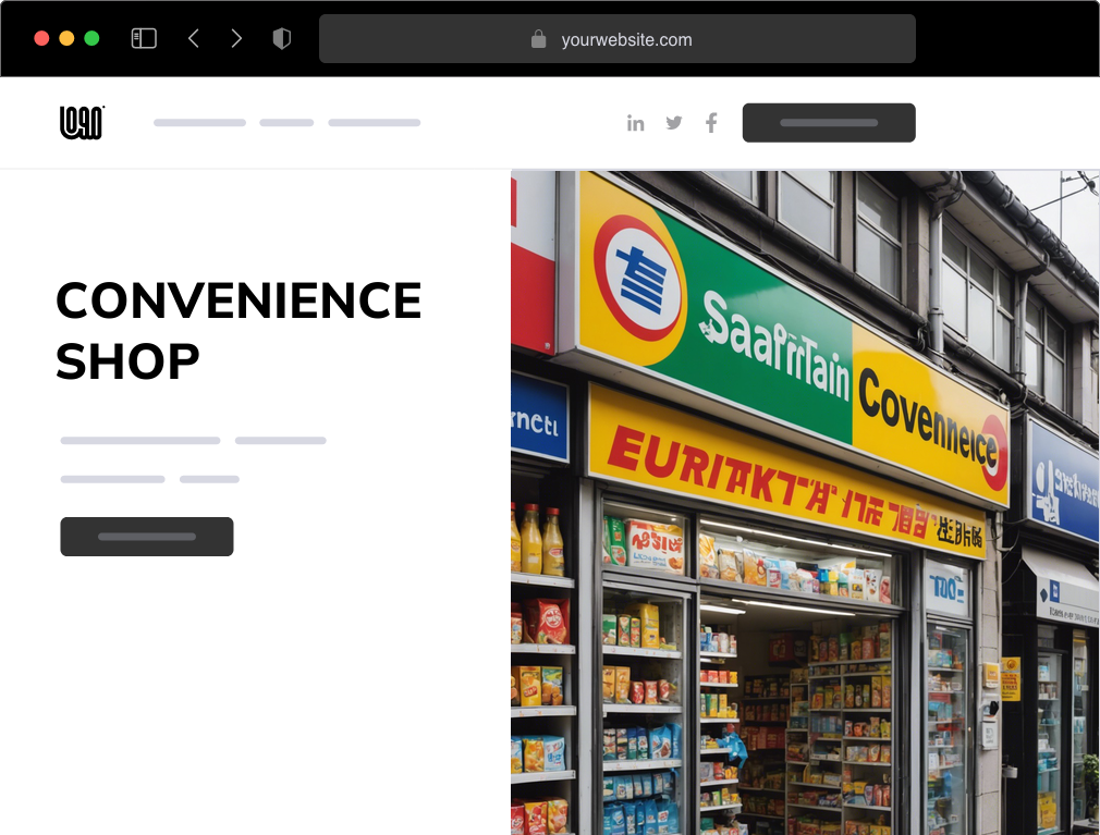 a convenience shop website example