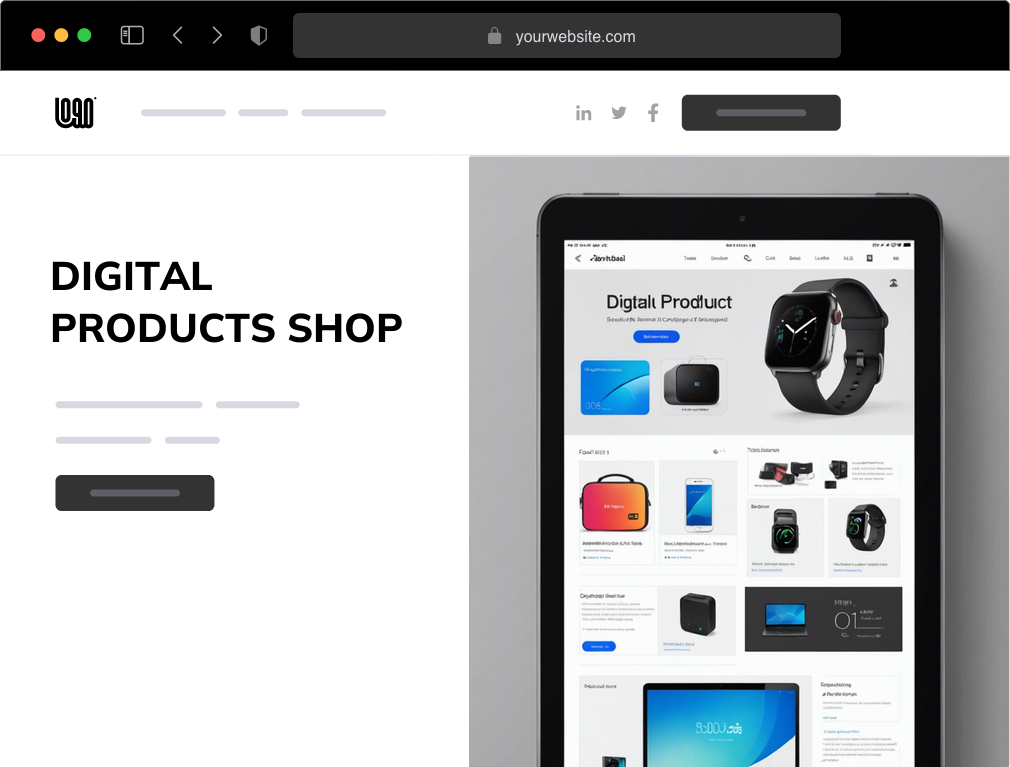 a digital products shop website example