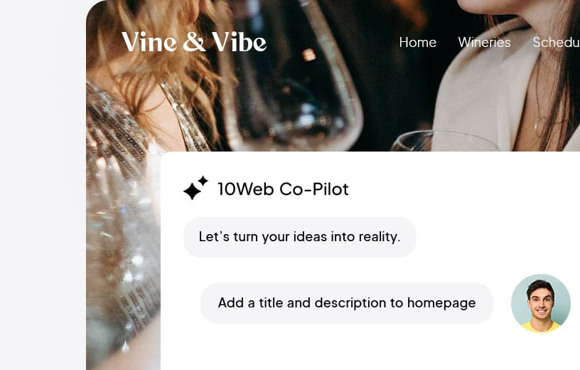 Image of editing the generated website with AI Co-Pilot.